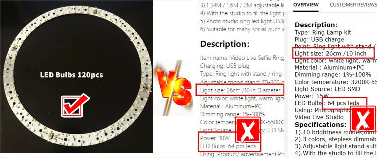 Ring Lights Three Color Temperature in10 inches 12inches and 14inches Set