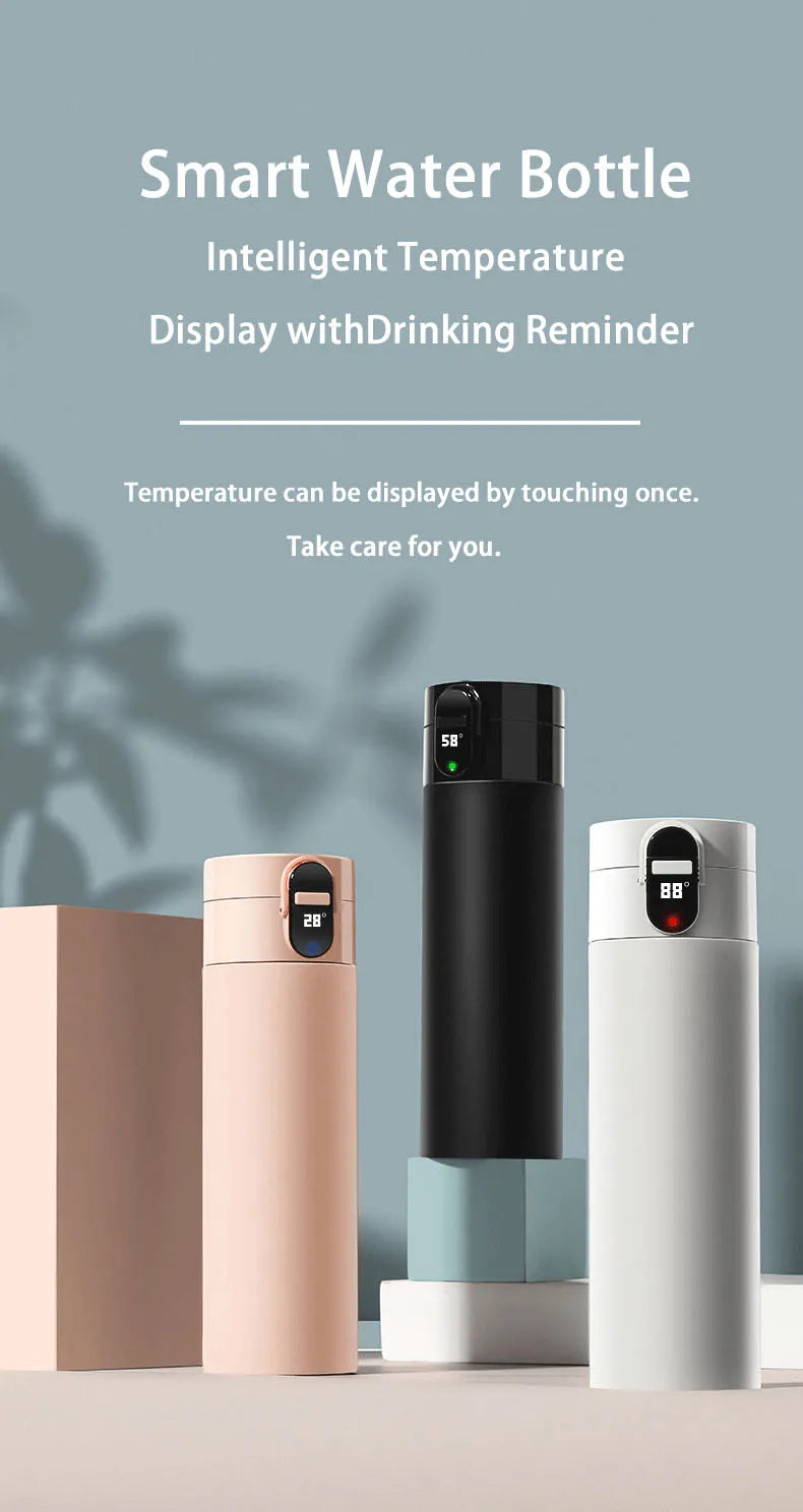 Smart Water Bottle with Temperature Display, Vacuum Bottle, USB Charging Thermos, 12H Hot Cup, 320ml Drinking Reminder, Insulate