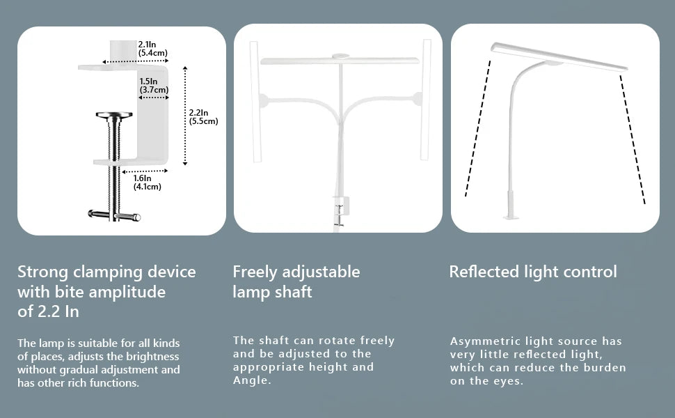 LED Desk Lamp for Office Home - Eye-Caring Architect Task Lamp 30 Lighting Modes Adjustable Flexible Gooseneck Clamp Light