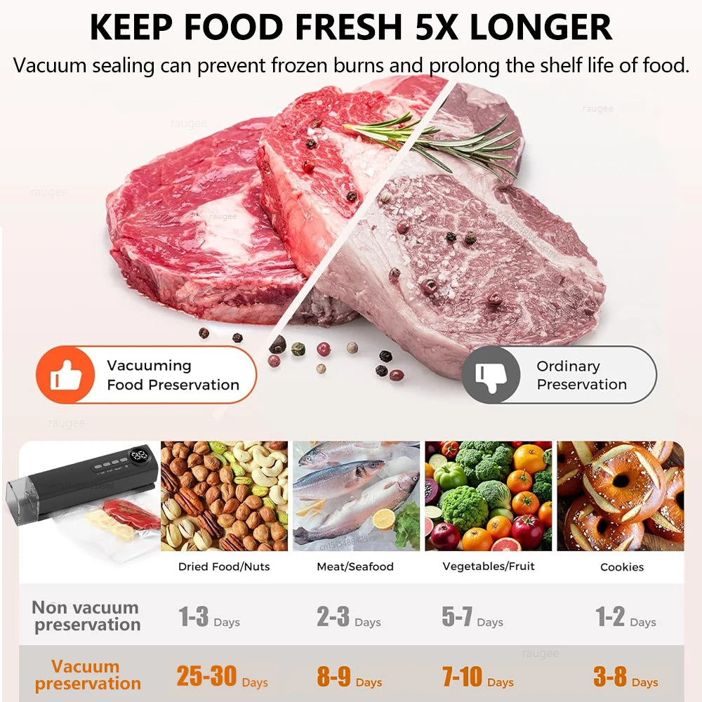Vacuum Packaging Machine Food Vacuum Sealer Automatic Household Food Vacuum Sealing Machine Plastic Bag Sealer with Sealing Bags