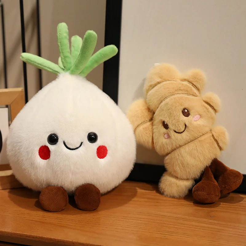 Squishy Vegetables Plush Toys Stuffed Garlic, Onion and Ginger Plush Pillows Soft Food Plush Toys for Kids Girls Birthday Gifts