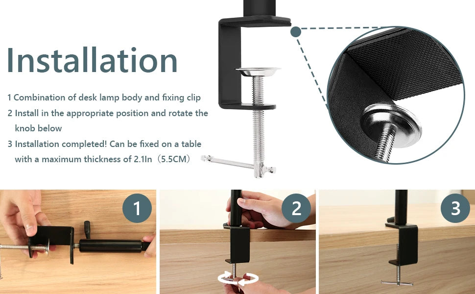 LED Desk Lamp for Office Home - Eye-Caring Architect Task Lamp 30 Lighting Modes Adjustable Flexible Gooseneck Clamp Light