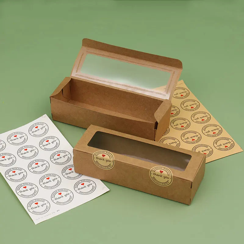 10/20/30/50 Pcs Kraft Paper Packaging Boxes Transparent Window Candy Baking Cake Box For Wedding Birthday Party Gift Box