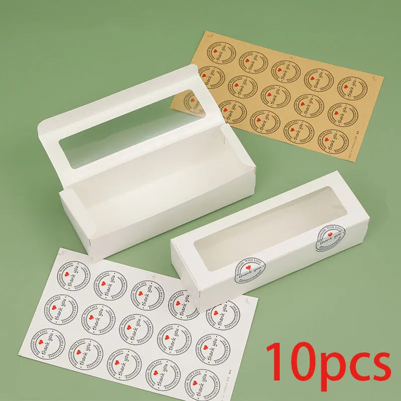 10/20/30/50 Pcs Kraft Paper Packaging Boxes Transparent Window Candy Baking Cake Box For Wedding Birthday Party Gift Box