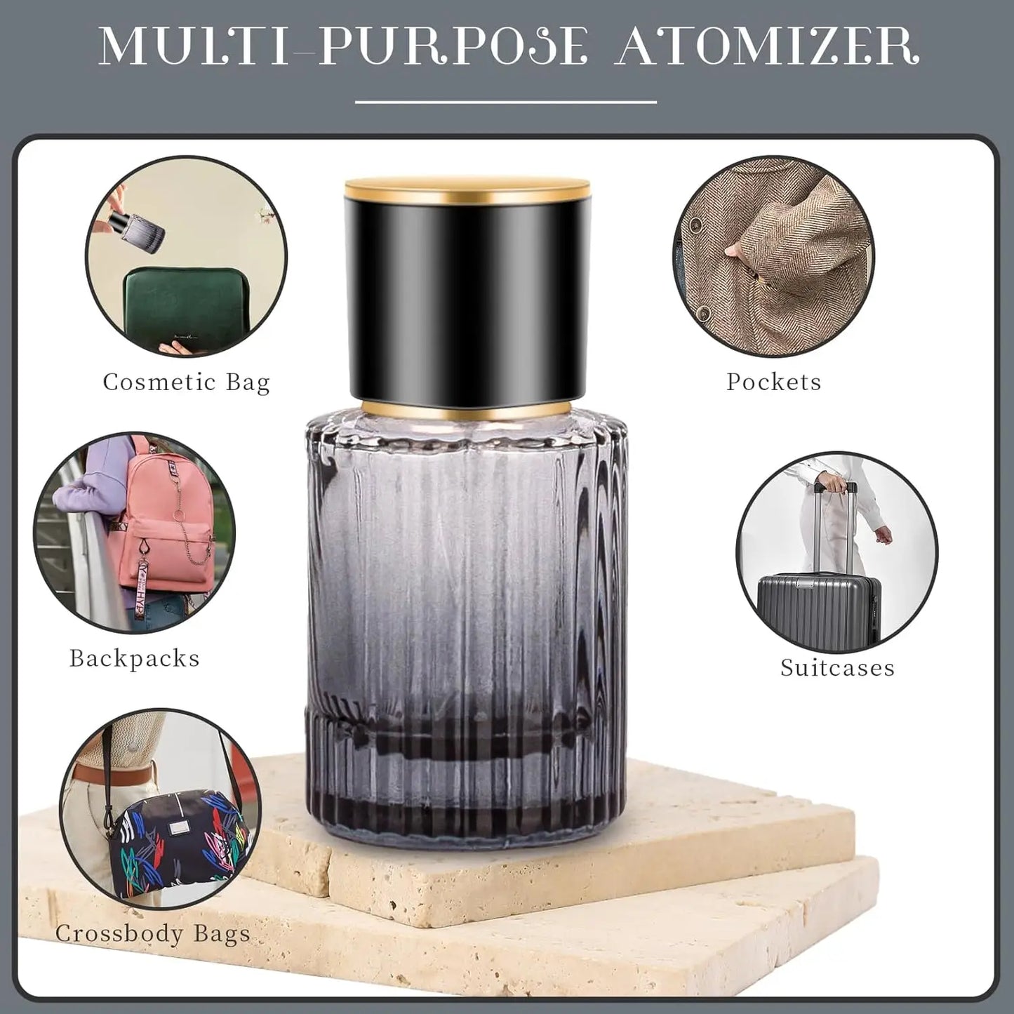 2PCS 30/50ml Empty Perfume Spray Bottles Glass Perfume Atomizer Sample Container Travel Essential Frangrance Toiletries Cosmetic