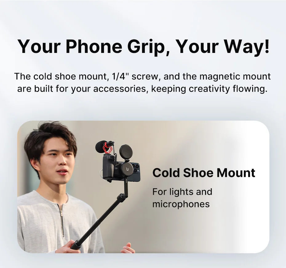 Ulanzi MA35 MagSafe Smartphone Camera Shutter Grip Bluetooth Selfie Handle As Camera Photo Stabilizer Vertical Horizontal Shoot