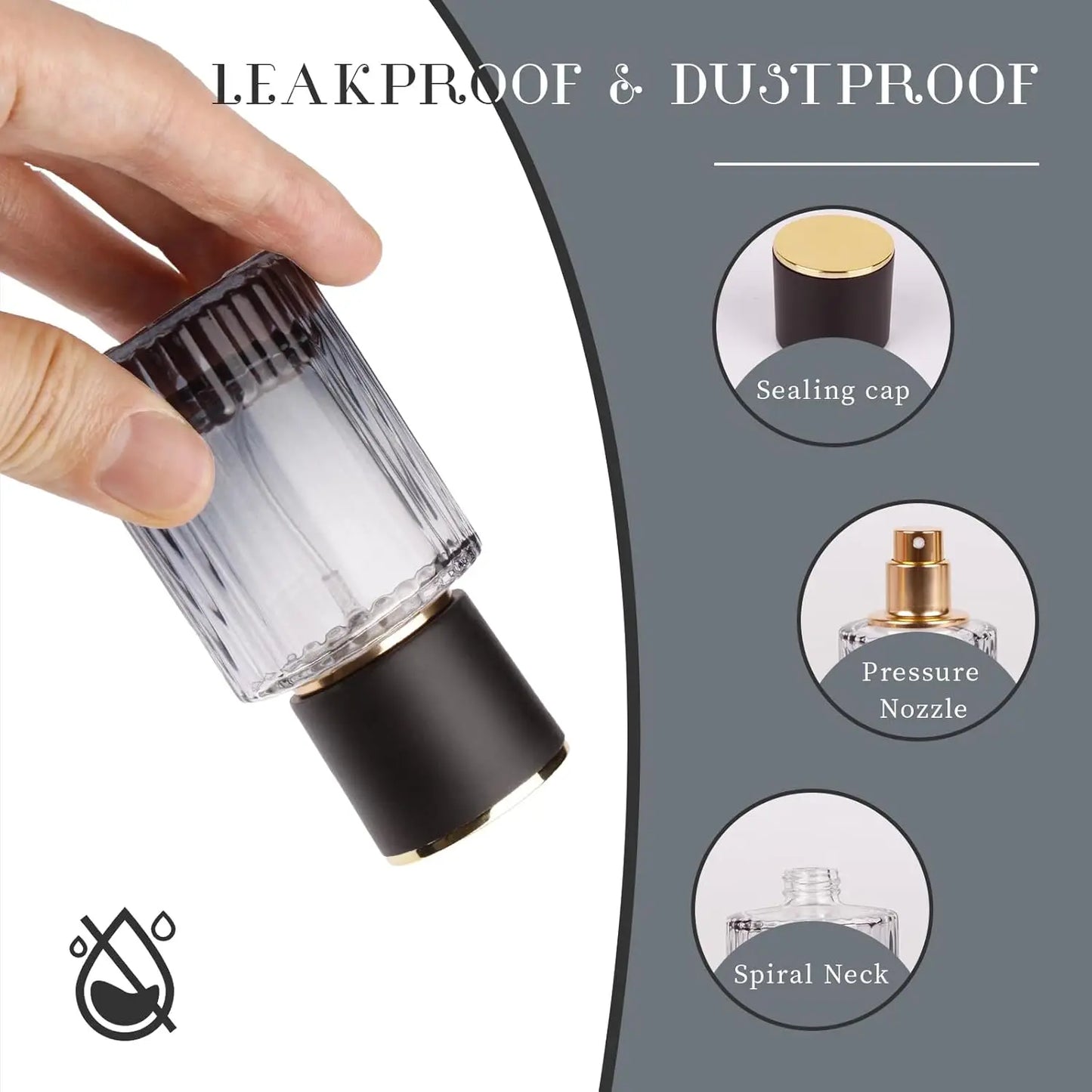 2PCS 30/50ml Empty Perfume Spray Bottles Glass Perfume Atomizer Sample Container Travel Essential Frangrance Toiletries Cosmetic