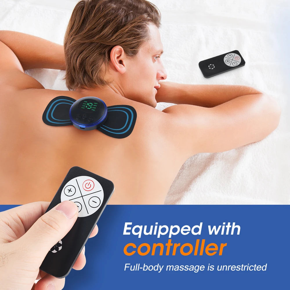 Remote Control EMS Neck Massager Mini Cervical Back Patch Stimulator Massageador Mat Portable Gel Pad Stickers Slim