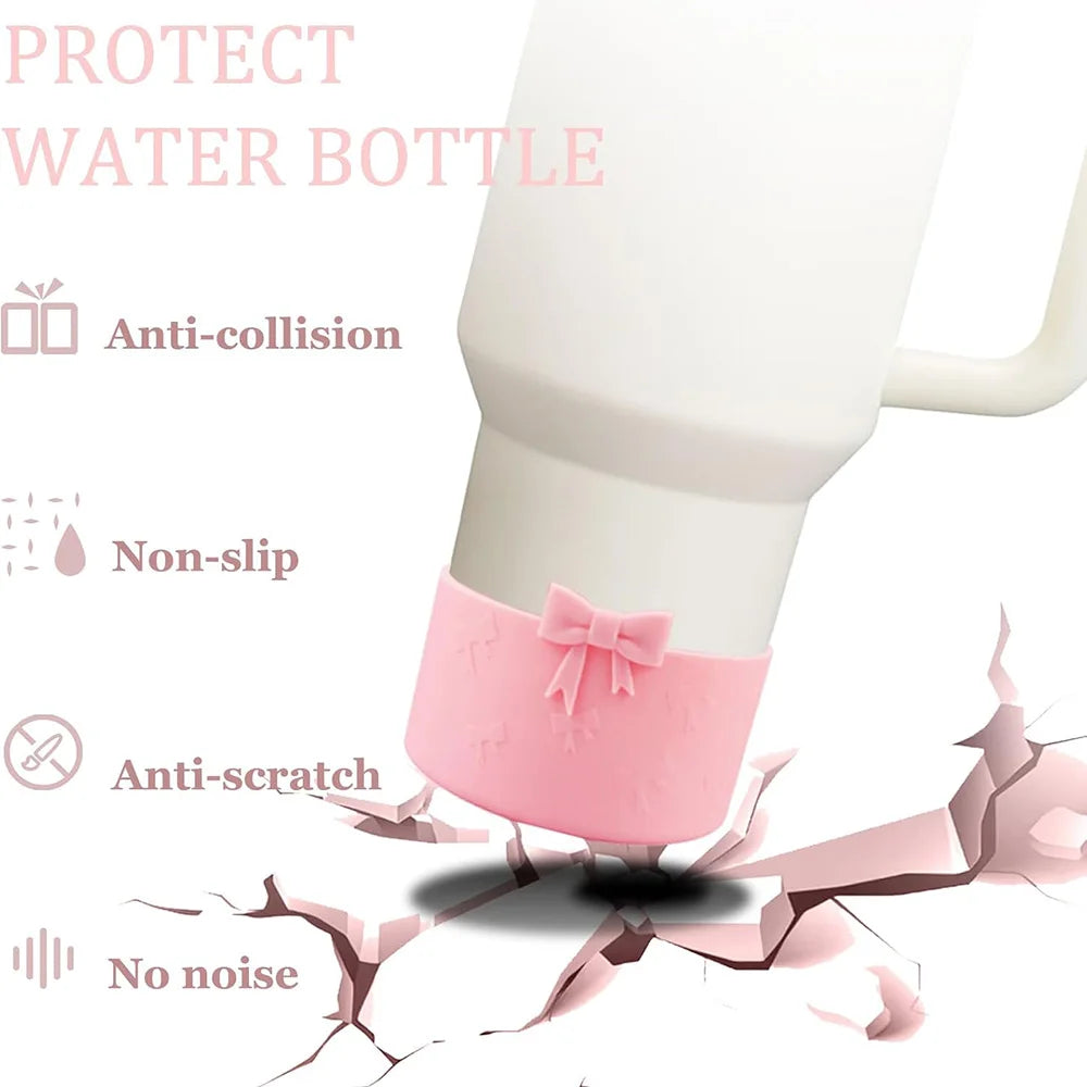 Bows Water Bottle Boot,Compatible with Stanley Cup 20/30/40Oz,for Hydroflask Boot 12-24Oz,More Bottles with 2.95in Bottom