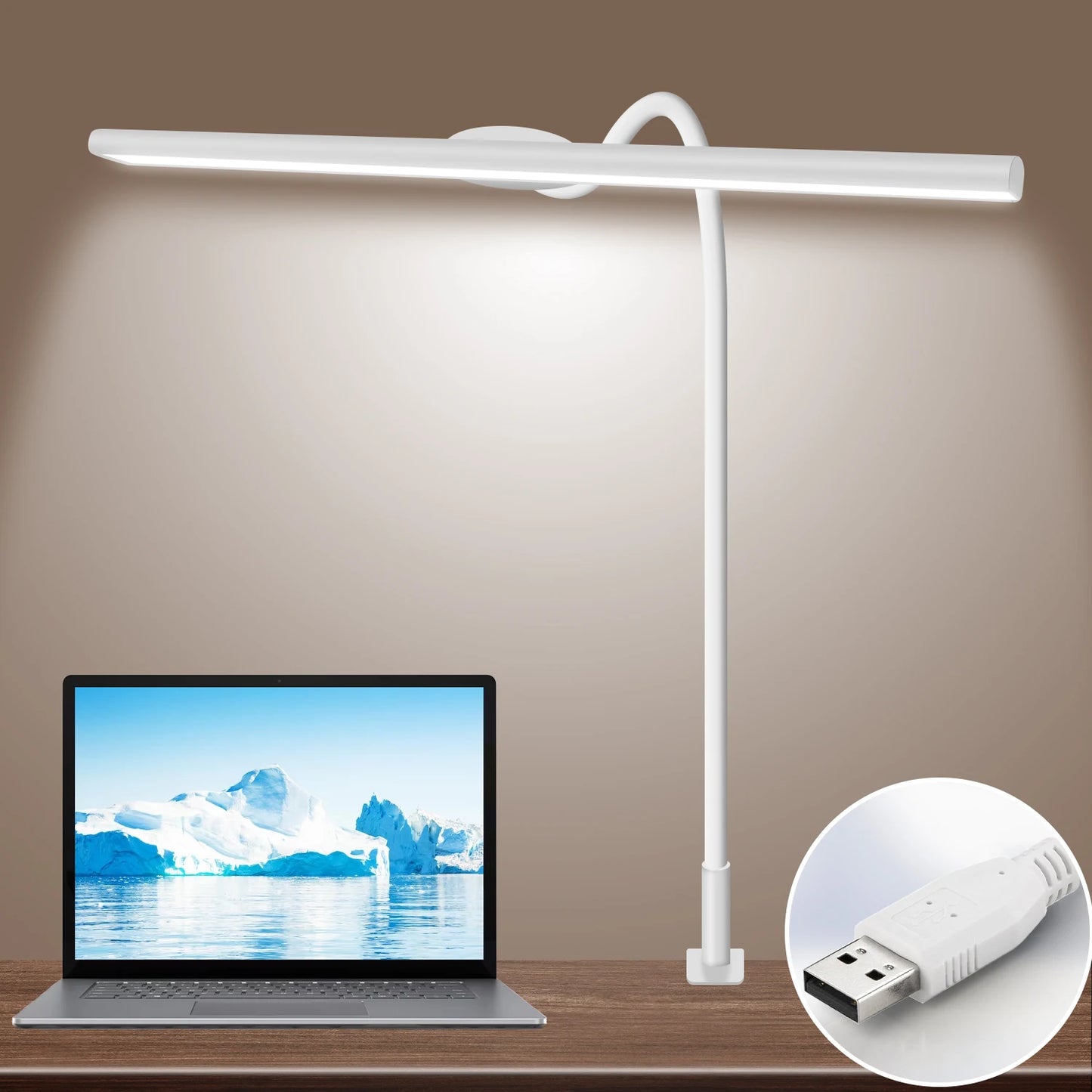 LED Desk Lamp for Office Home - Eye-Caring Architect Task Lamp 30 Lighting Modes Adjustable Flexible Gooseneck Clamp Light