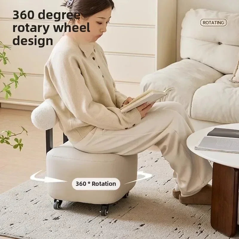 Household yo-stool simple shoe changing stool, backrest sofa pulley stool, universal wheel rotating creative low stool
