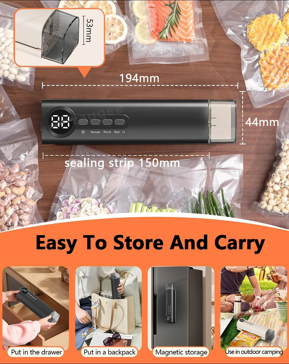 Vacuum Packaging Machine Food Vacuum Sealer Automatic Household Food Vacuum Sealing Machine Plastic Bag Sealer with Sealing Bags