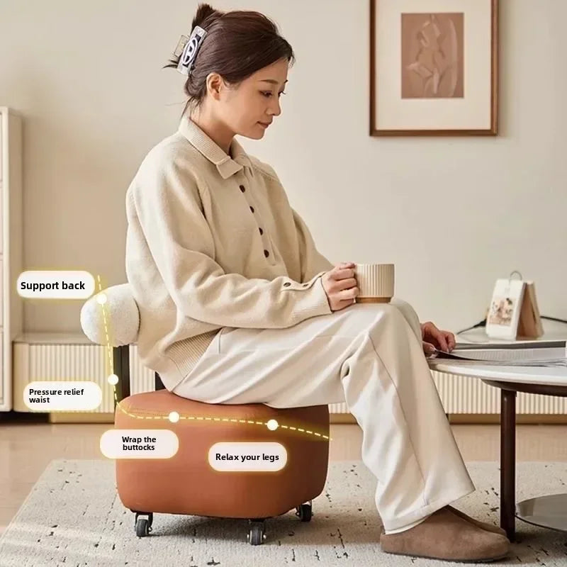 Household yo-stool simple shoe changing stool, backrest sofa pulley stool, universal wheel rotating creative low stool