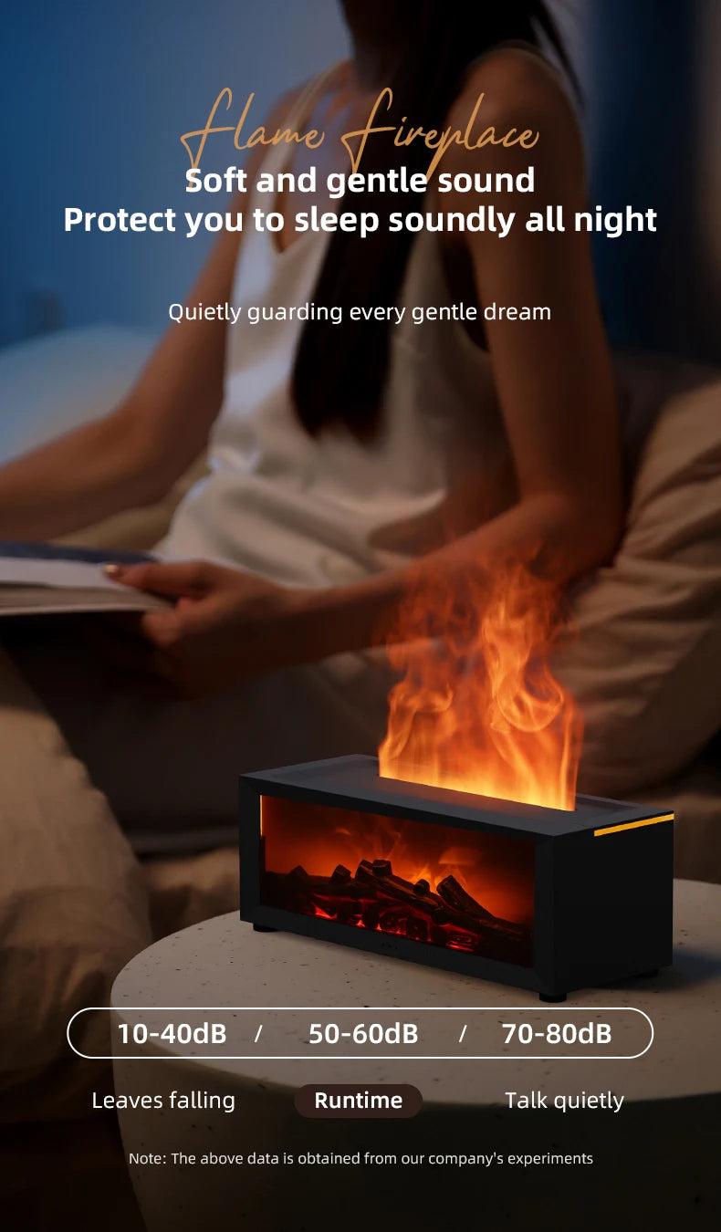 Simulated Fireplace Diffuser Aroma Essential Oil Air Humidifier with Timer Remote & Colorful Night Light for Home Creative Gift