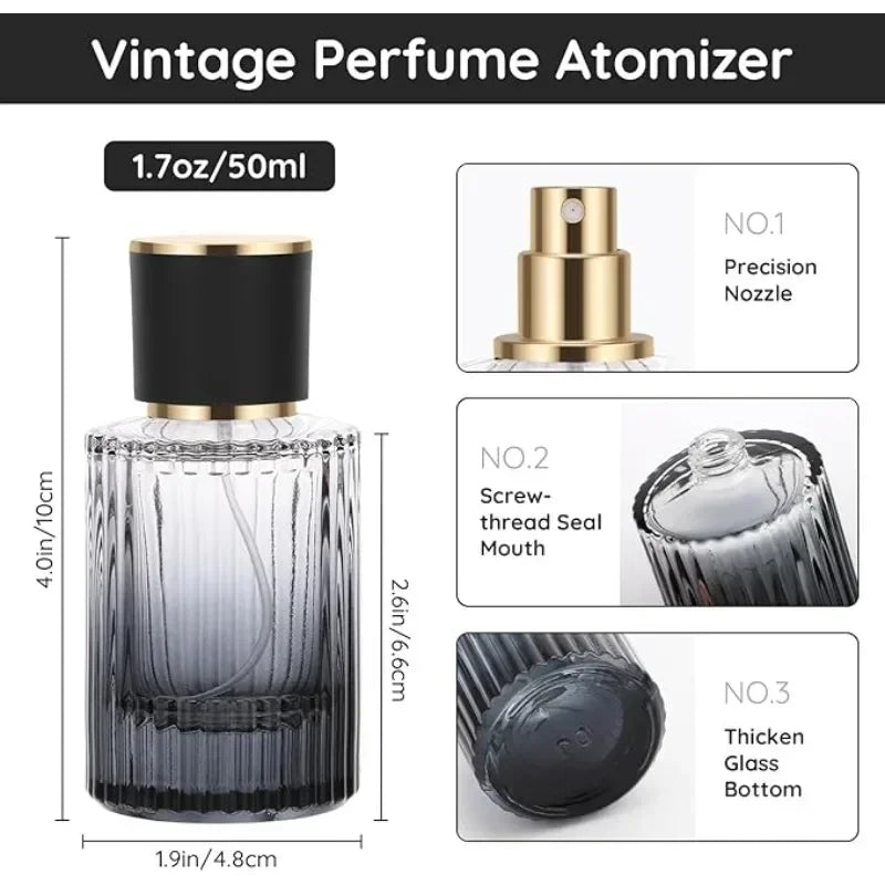 2PCS 30/50ml Empty Perfume Spray Bottles Glass Perfume Atomizer Sample Container Travel Essential Frangrance Toiletries Cosmetic