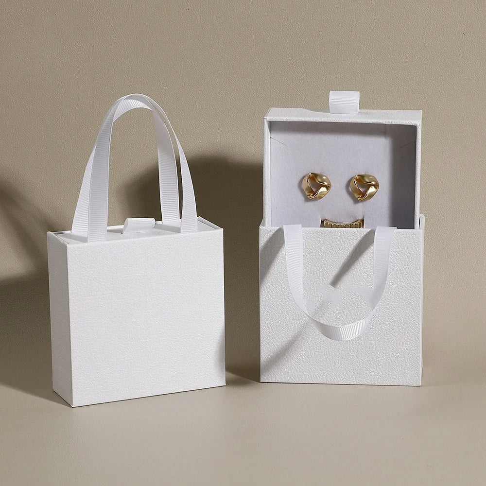 Portable Jewelry Packaging Box Earrings Necklace Ring Pendant Storage Organizer Case Wedding Gift Box Paper Drawer Jewelry Box