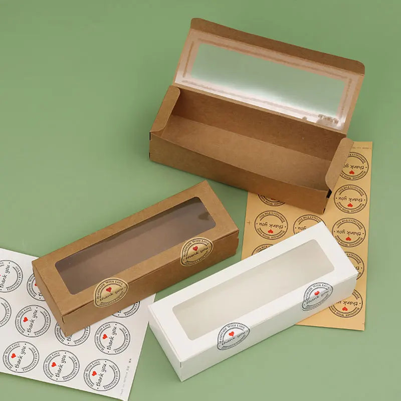 10/20/30/50 Pcs Kraft Paper Packaging Boxes Transparent Window Candy Baking Cake Box For Wedding Birthday Party Gift Box