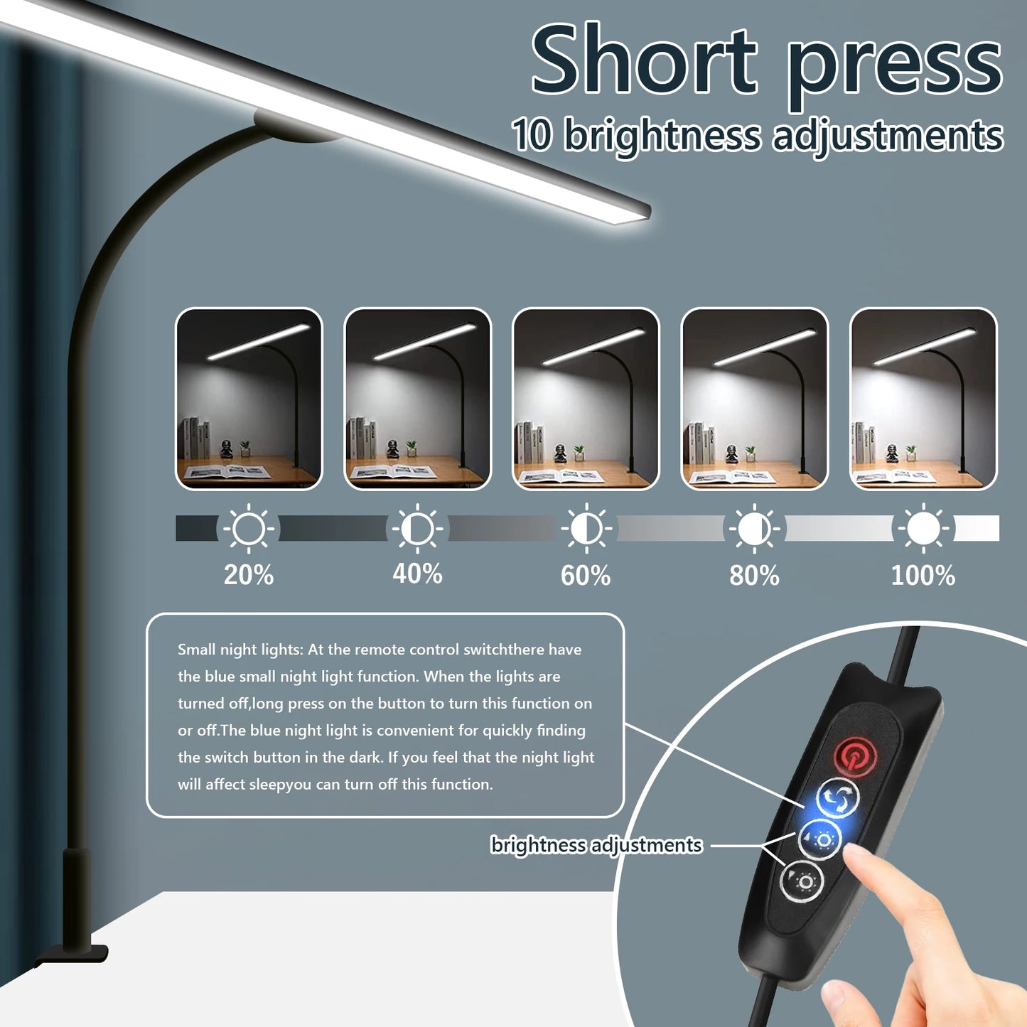 LED Desk Lamp for Office Home - Eye-Caring Architect Task Lamp 30 Lighting Modes Adjustable Flexible Gooseneck Clamp Light