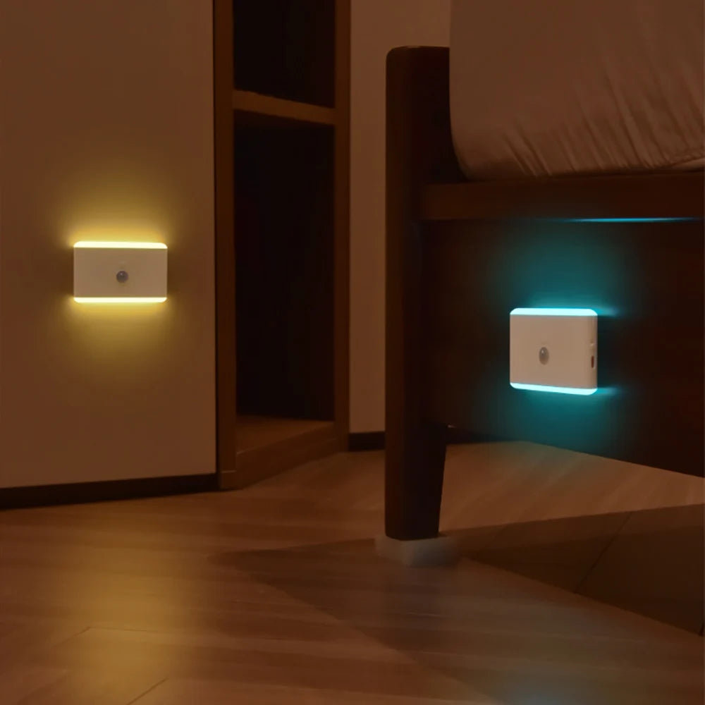 LED Motion Sensor Night Light, 3 Modes Stair Lamp, Dimmable Lighting with Battery, for Indoor Bedroom Cabinet Gift Camping Decor