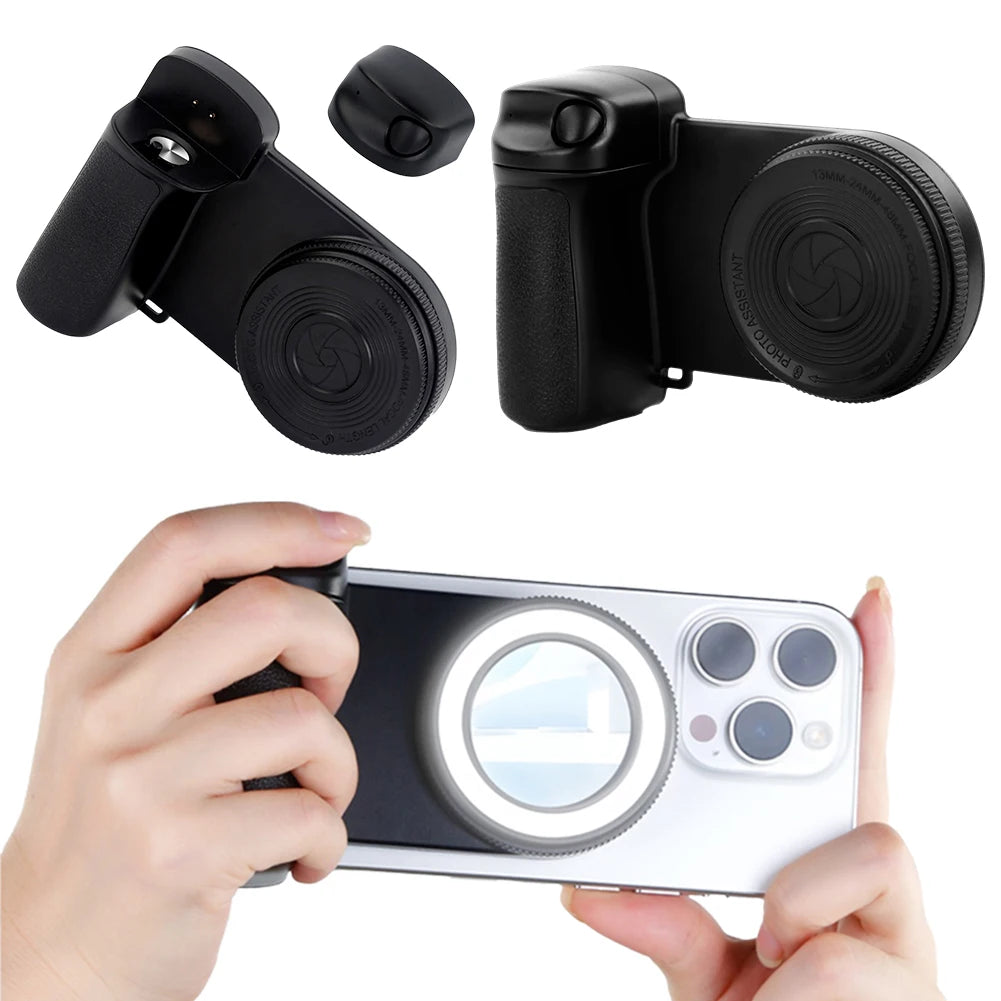 Magsafe Bluetooth-Compatible Camera Shutter Grip with Fill Light and Reflective Mirror for iPhone and Android Smartphones