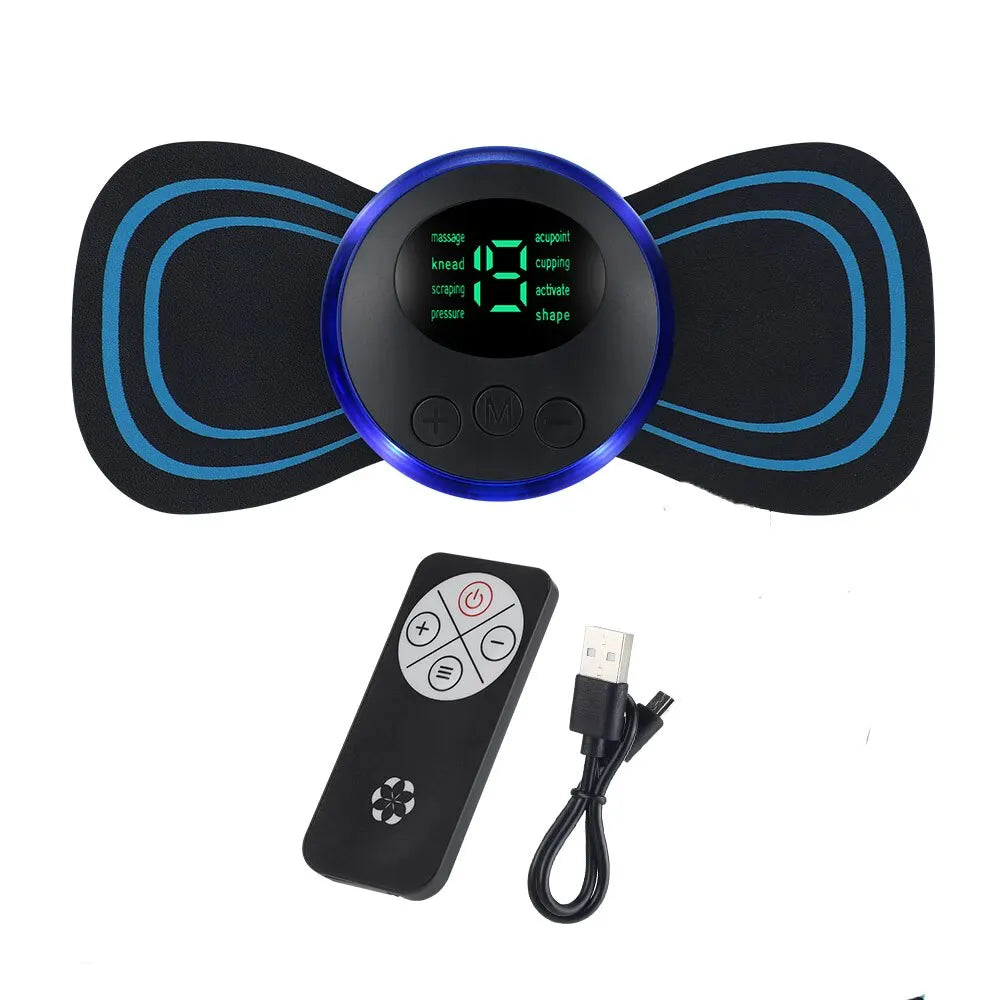 Remote Control EMS Neck Massager Mini Cervical Back Patch Stimulator Massageador Mat Portable Gel Pad Stickers Slim