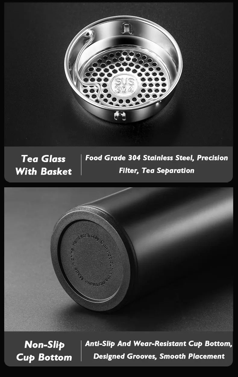 Smart Thermos Cup With Temperature Display 304 Stainless Steel Insulated Water Cup Business Gift Smart Temperature Bottles Water