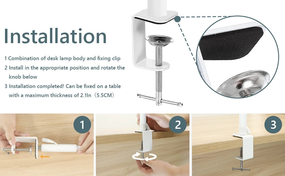 LED Desk Lamp for Office Home - Eye-Caring Architect Task Lamp 30 Lighting Modes Adjustable Flexible Gooseneck Clamp Light
