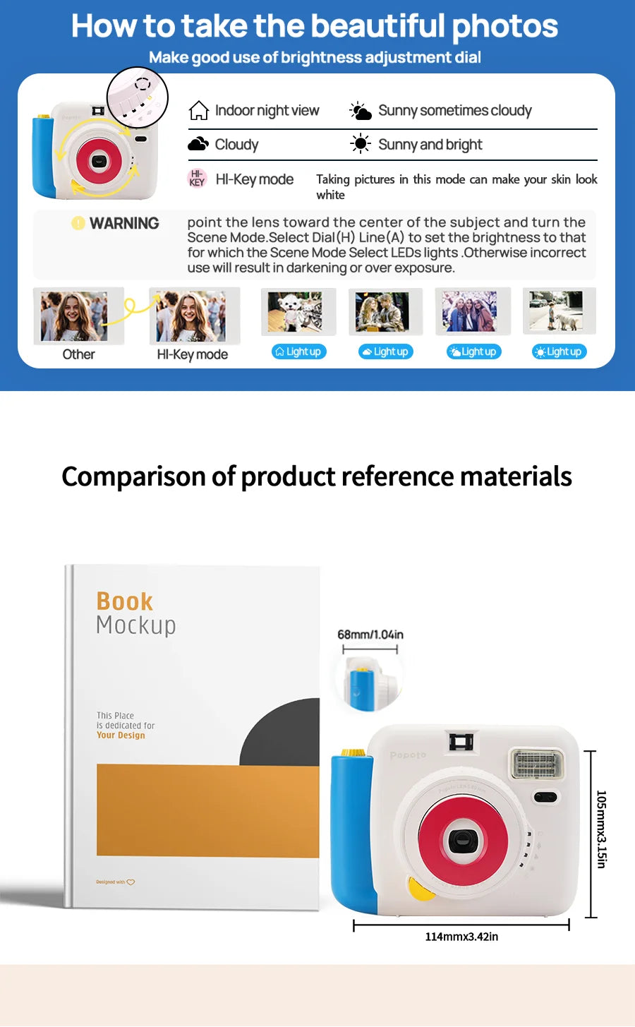 Mini Camera Instant Print Outdoor Portable Automatic Exposure Easy Use Children Birthday Gifts Suitable for Beginners Camera
