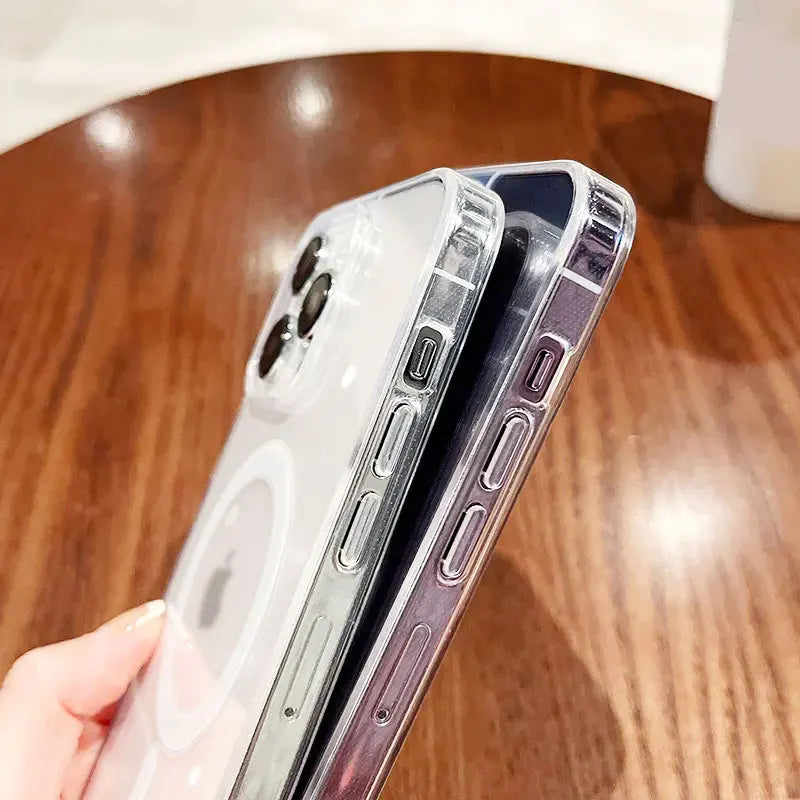 Magnetic Transparant Phone Case For iPhone 16 15 14 Plus 11 Pro 13 12 mini 7 8 X Xs Max XR Magsafe Wireless Charging Case Cover