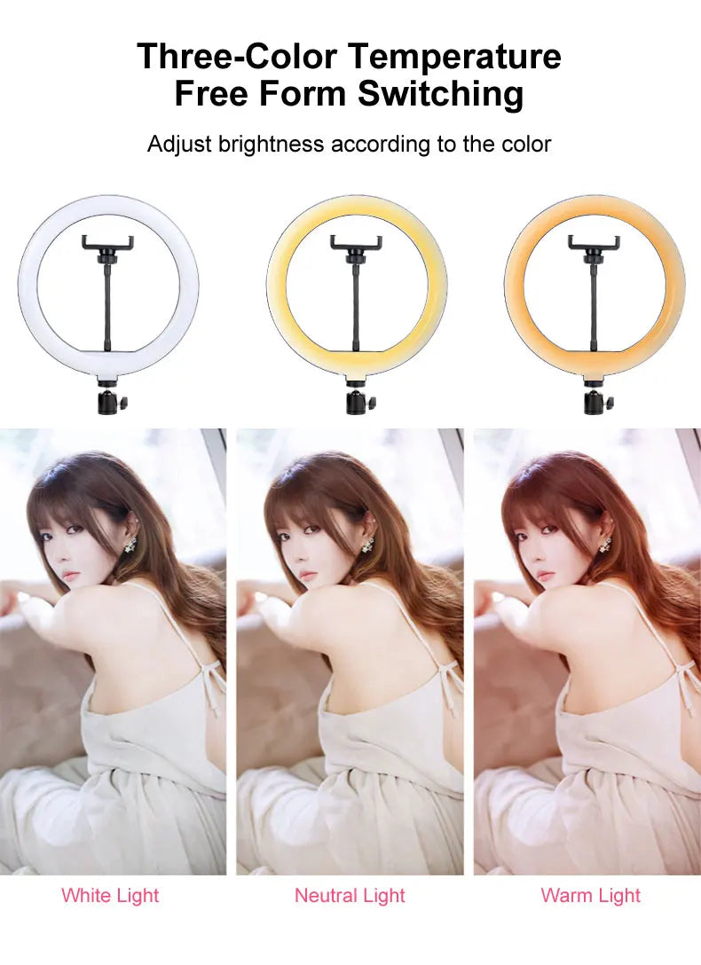 Ring Lights Three Color Temperature in10 inches 12inches and 14inches Set
