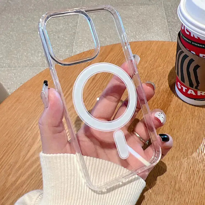 Magnetic Transparant Phone Case For iPhone 16 15 14 Plus 11 Pro 13 12 mini 7 8 X Xs Max XR Magsafe Wireless Charging Case Cover