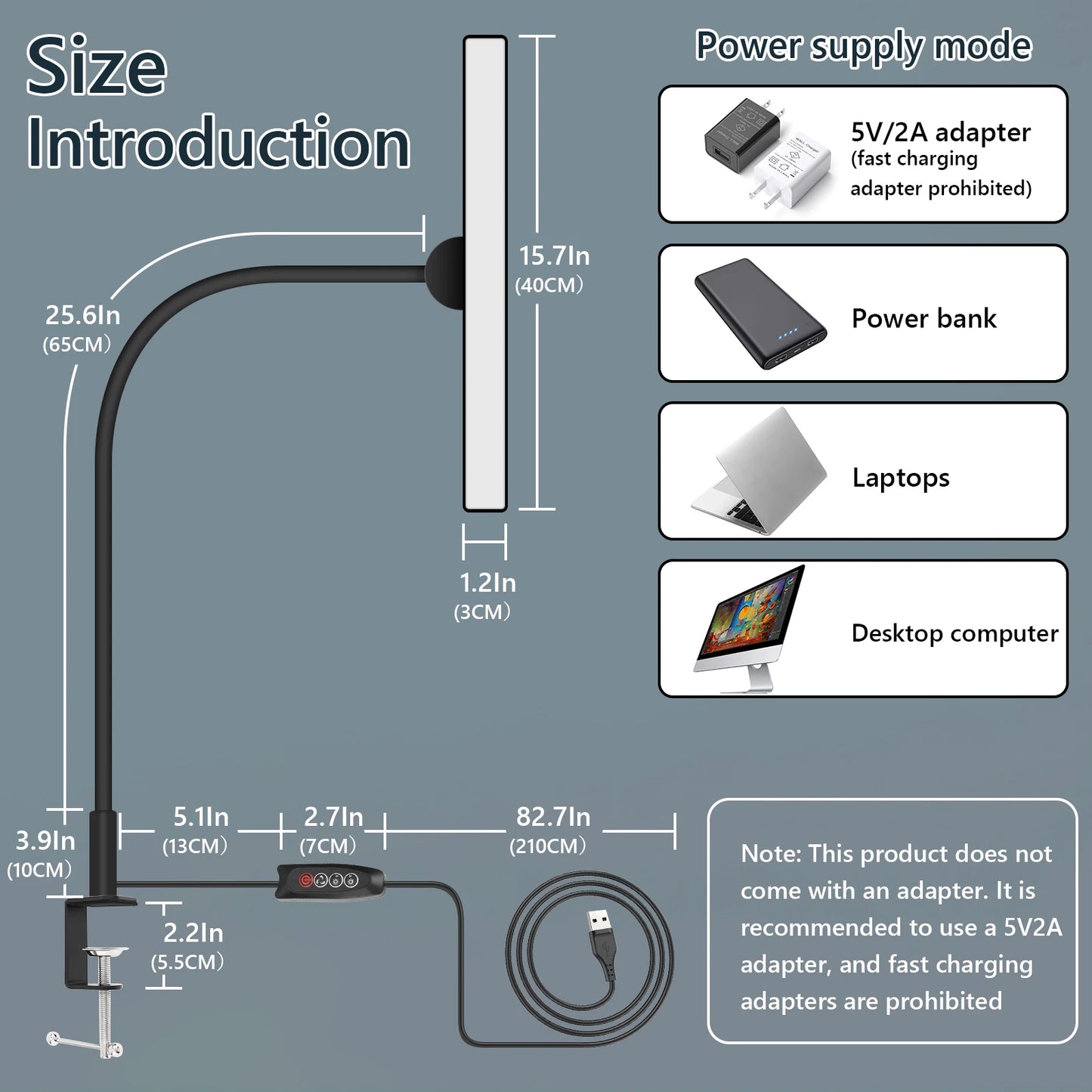 LED Desk Lamp for Office Home - Eye-Caring Architect Task Lamp 30 Lighting Modes Adjustable Flexible Gooseneck Clamp Light