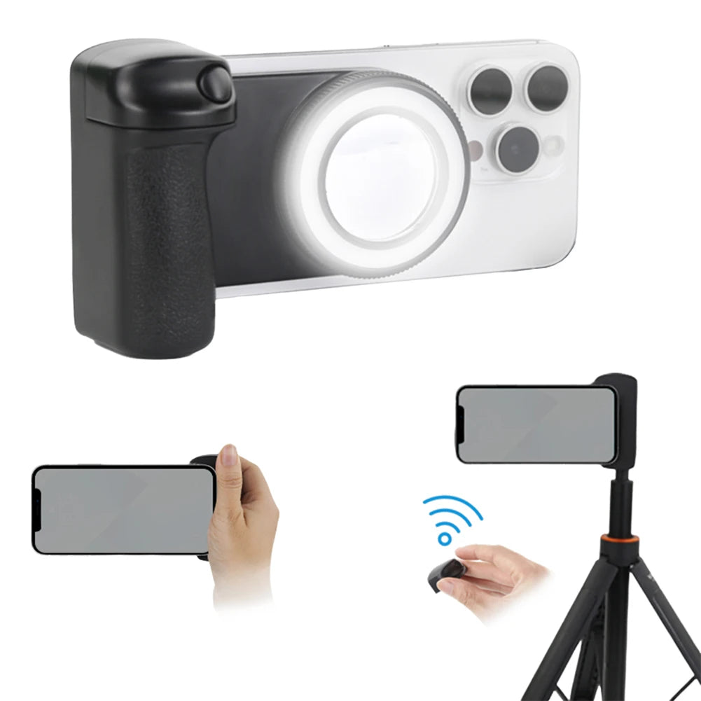 Magsafe Bluetooth-Compatible Camera Shutter Grip with Fill Light and Reflective Mirror for iPhone and Android Smartphones
