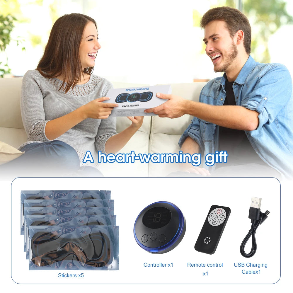 Remote Control EMS Neck Massager Mini Cervical Back Patch Stimulator Massageador Mat Portable Gel Pad Stickers Slim