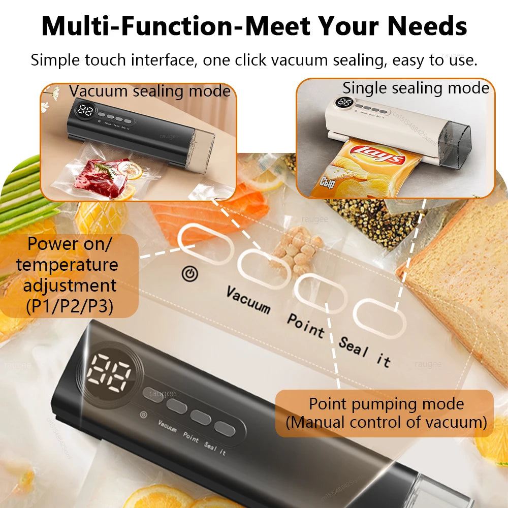 Vacuum Packaging Machine Food Vacuum Sealer Automatic Household Food Vacuum Sealing Machine Plastic Bag Sealer with Sealing Bags