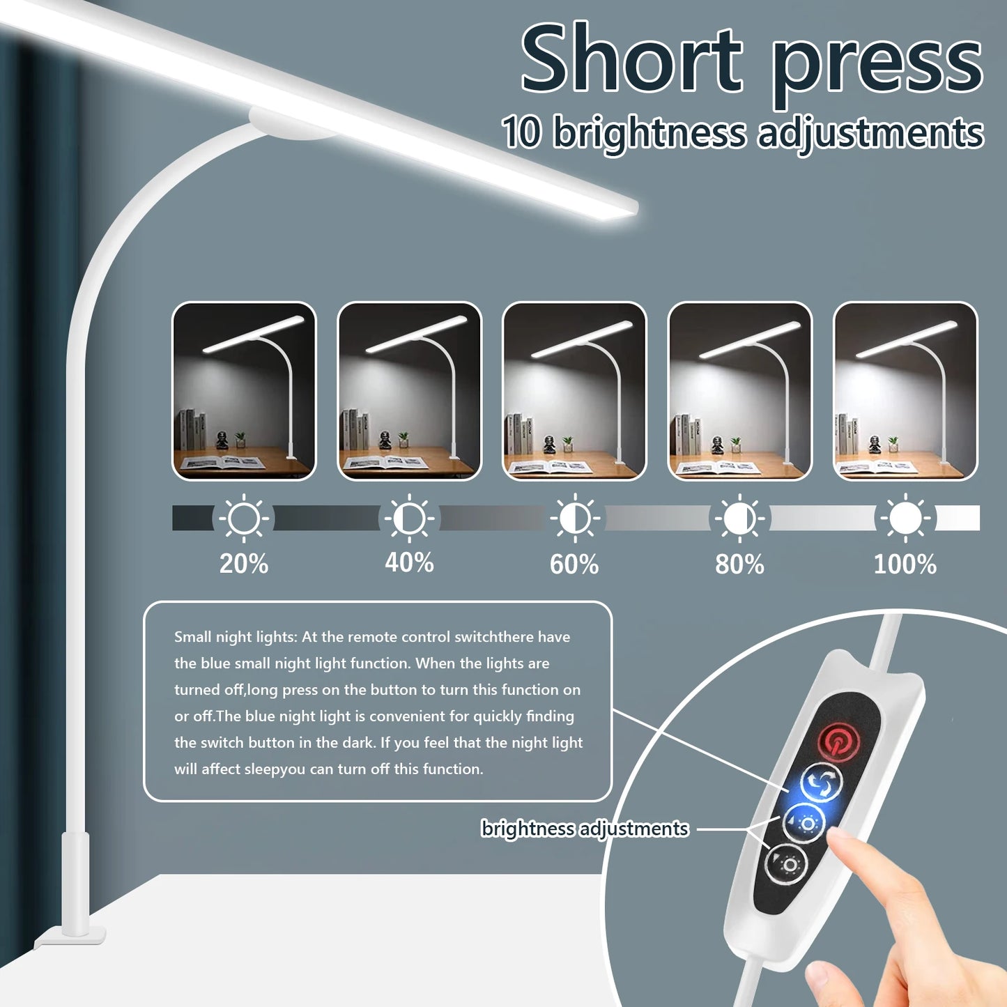 LED Desk Lamp for Office Home - Eye-Caring Architect Task Lamp 30 Lighting Modes Adjustable Flexible Gooseneck Clamp Light