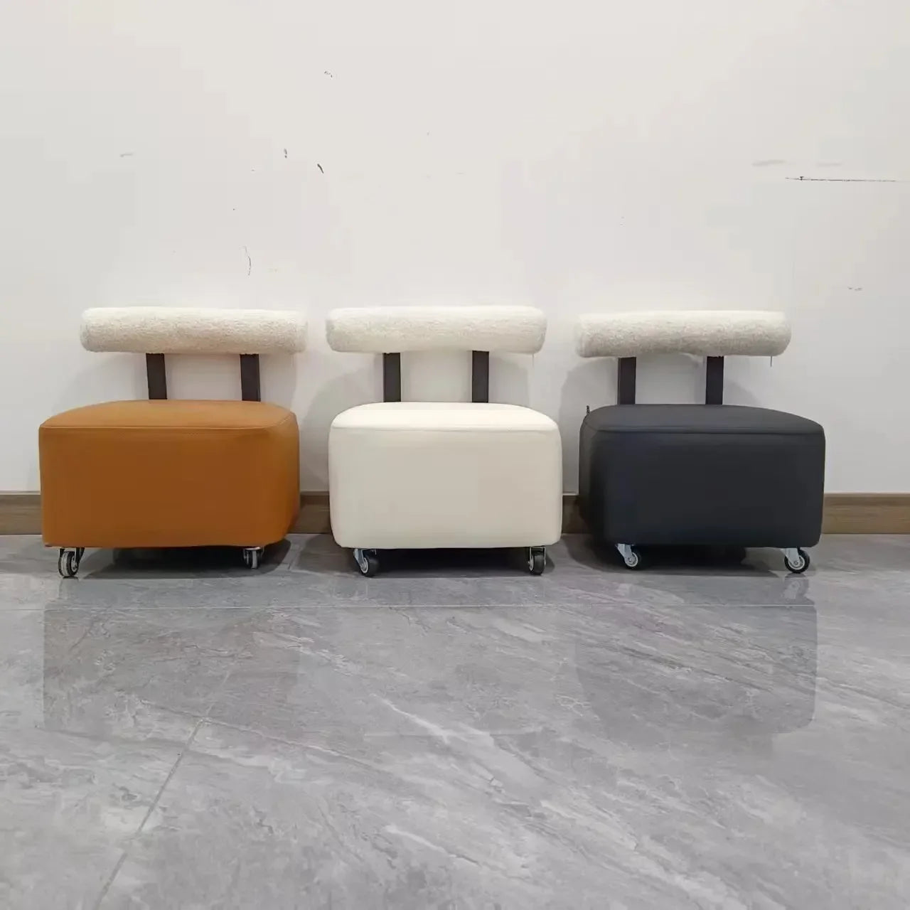 Household yo-stool simple shoe changing stool, backrest sofa pulley stool, universal wheel rotating creative low stool