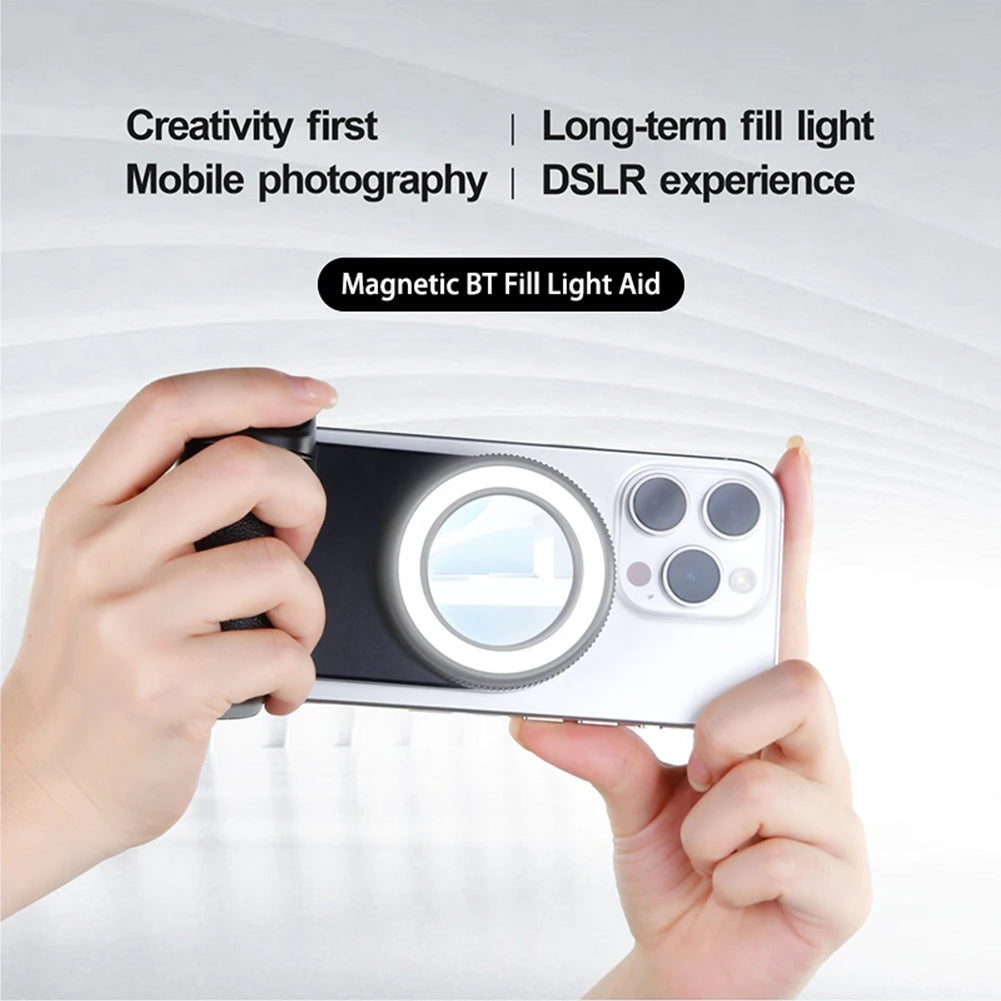 Magsafe Bluetooth-Compatible Camera Shutter Grip with Fill Light and Reflective Mirror for iPhone and Android Smartphones