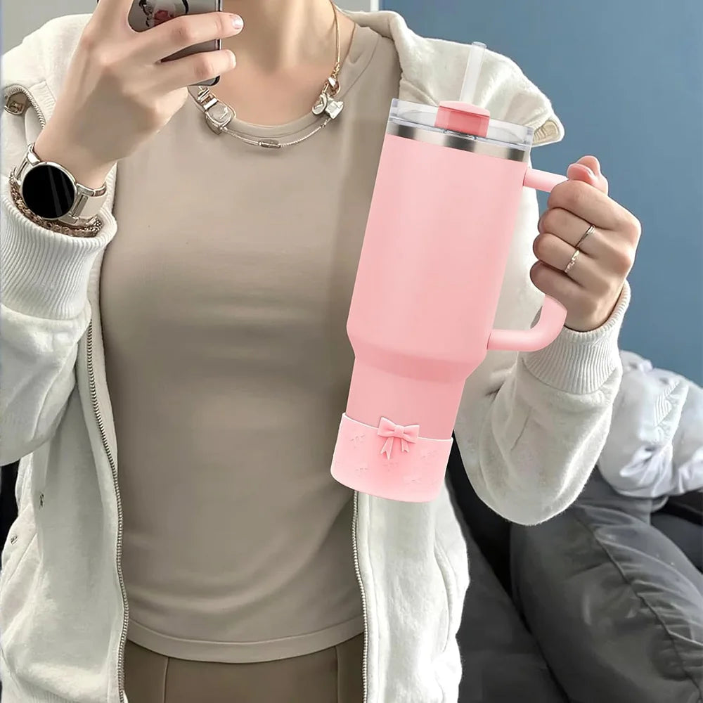 Bows Water Bottle Boot,Compatible with Stanley Cup 20/30/40Oz,for Hydroflask Boot 12-24Oz,More Bottles with 2.95in Bottom