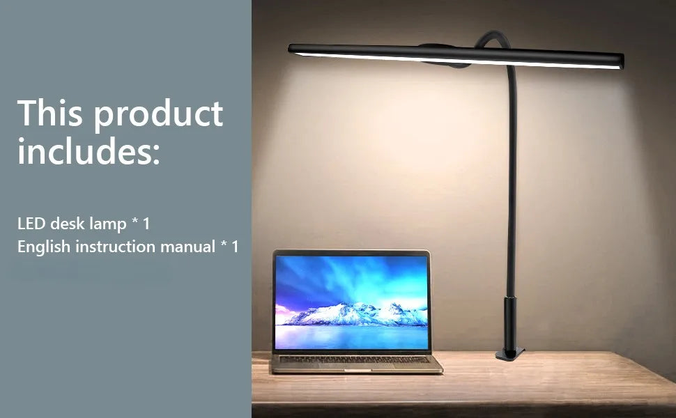 LED Desk Lamp for Office Home - Eye-Caring Architect Task Lamp 30 Lighting Modes Adjustable Flexible Gooseneck Clamp Light