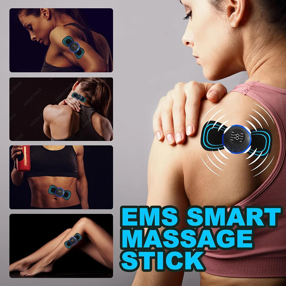 Remote Control EMS Neck Massager Mini Cervical Back Patch Stimulator Massageador Mat Portable Gel Pad Stickers Slim