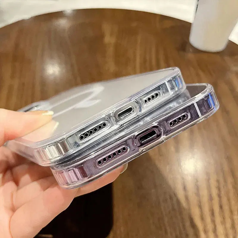 Magnetic Transparant Phone Case For iPhone 16 15 14 Plus 11 Pro 13 12 mini 7 8 X Xs Max XR Magsafe Wireless Charging Case Cover