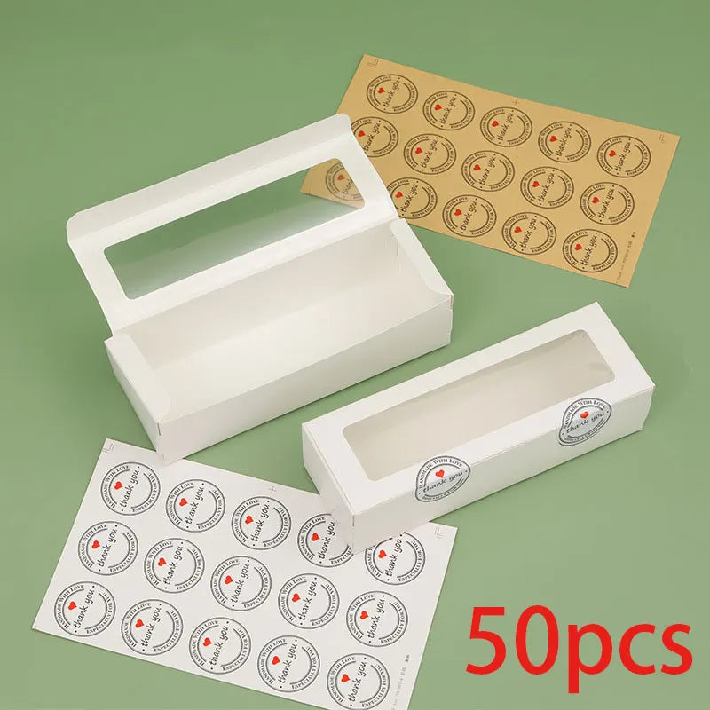 10/20/30/50 Pcs Kraft Paper Packaging Boxes Transparent Window Candy Baking Cake Box For Wedding Birthday Party Gift Box