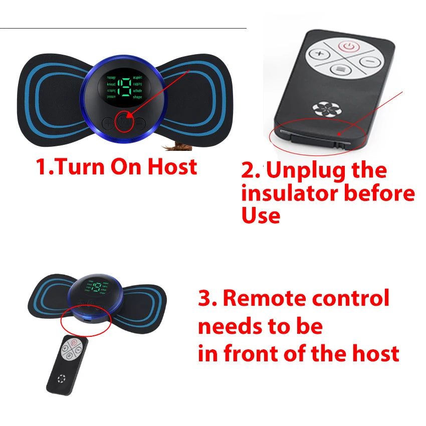 Remote Control EMS Neck Massager Mini Cervical Back Patch Stimulator Massageador Mat Portable Gel Pad Stickers Slim