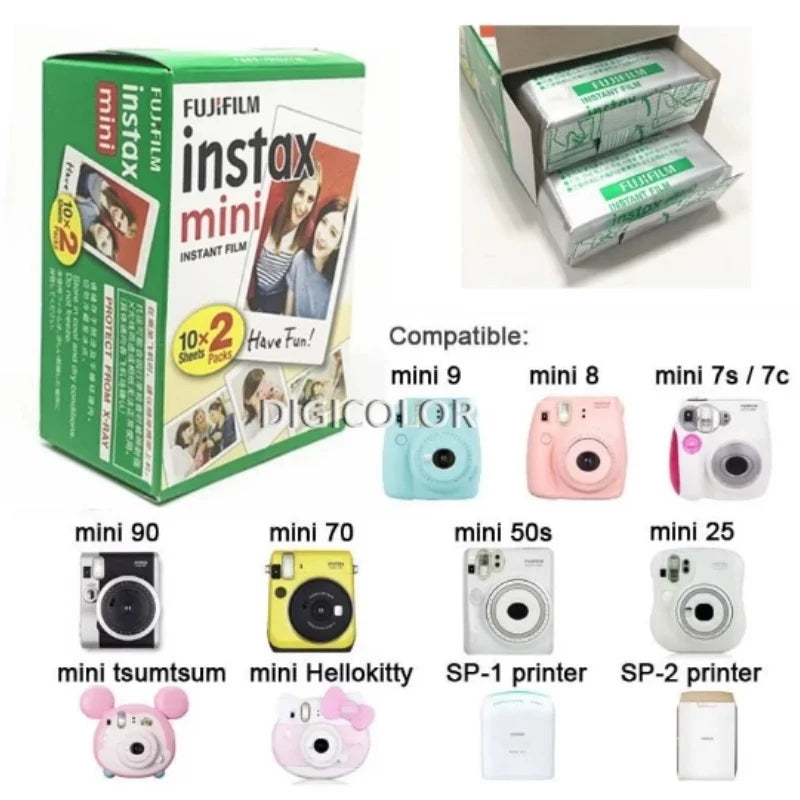 10/20 Sheets Fujifilm Instax Mini White Edge Films Photo Paper 3inch Film For Fujifilm Instant Mini 12 11 9 8 25 50s Fuji Camera
