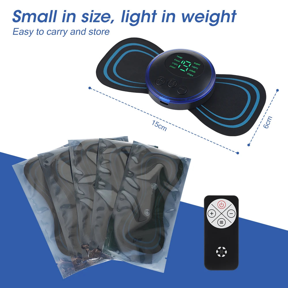 Remote Control EMS Neck Massager Mini Cervical Back Patch Stimulator Massageador Mat Portable Gel Pad Stickers Slim