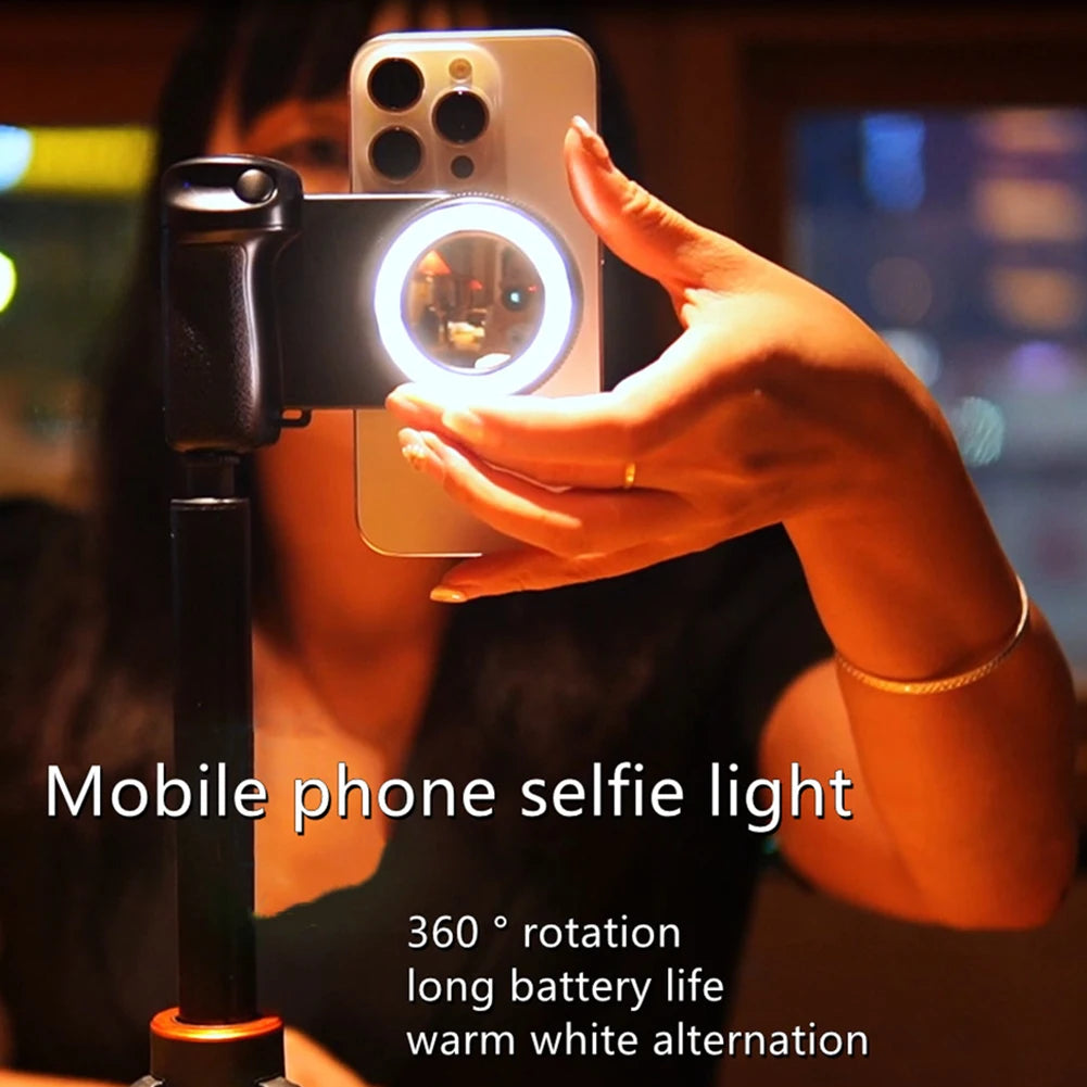 Magsafe Bluetooth-Compatible Camera Shutter Grip with Fill Light and Reflective Mirror for iPhone and Android Smartphones