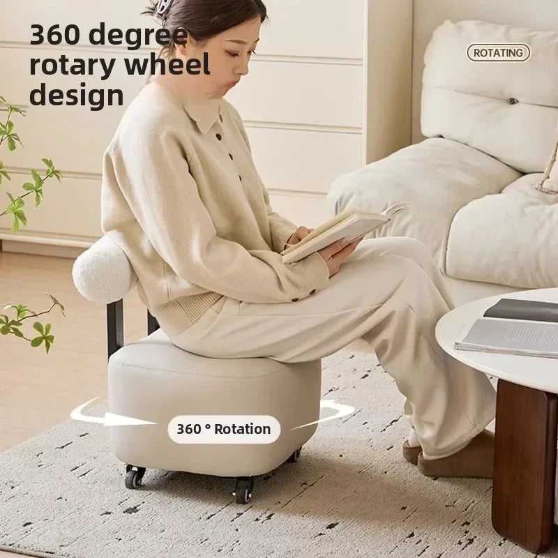 Household yo-stool simple shoe changing stool, backrest sofa pulley stool, universal wheel rotating creative low stool