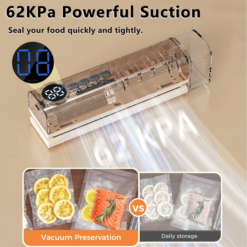 Vacuum Packaging Machine Food Vacuum Sealer Automatic Household Food Vacuum Sealing Machine Plastic Bag Sealer with Sealing Bags