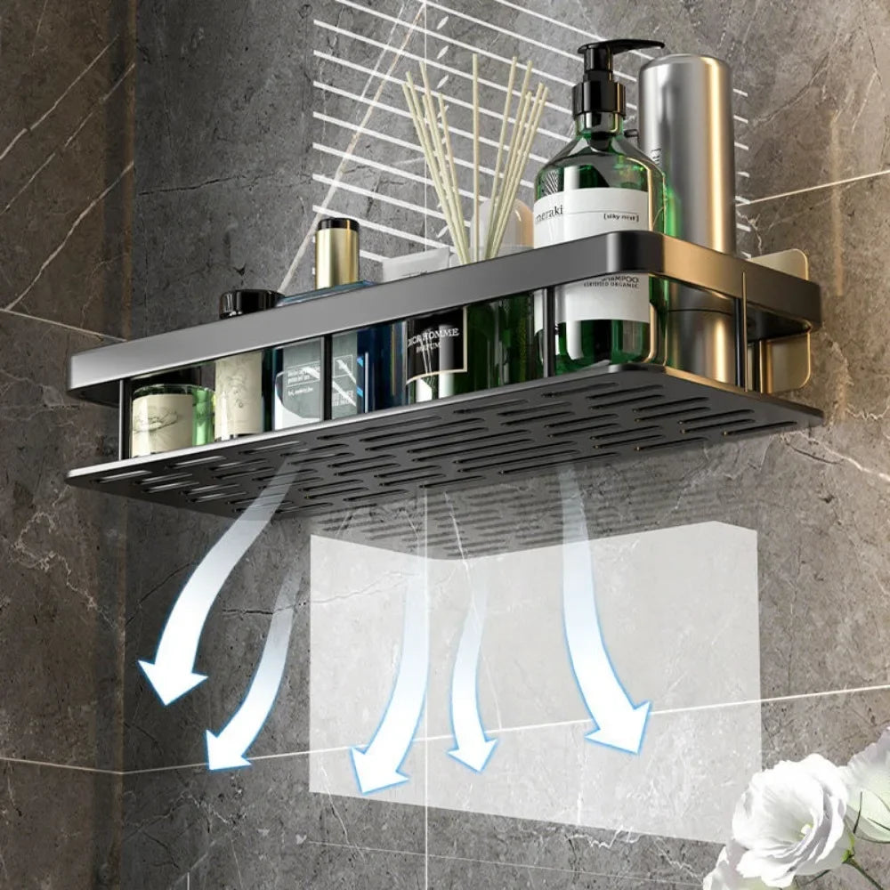 New Drill - Free Storage Shelf: Effortless Installation Perfect for Adding Extra Storage in Bathroom Kitchen or Bedroom!